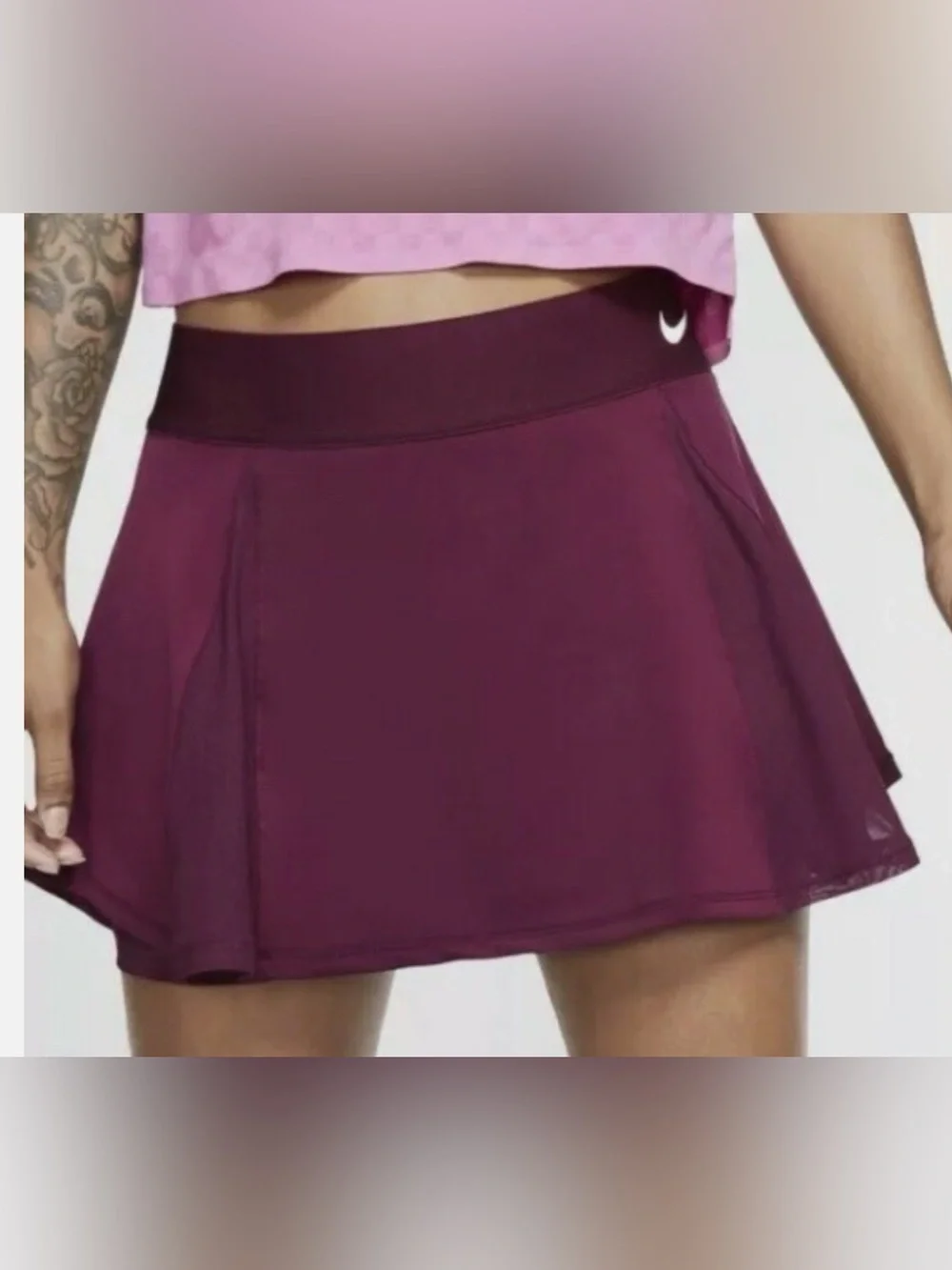 Nike Women's Plum Athletic Skater Skort with White Swoosh Accent